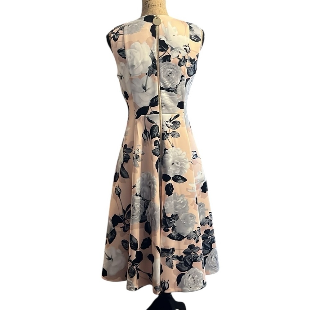 Calvin Klein Lined Peach, Gray, White and Black Midi Dress with Pockets - Picture 8 of 12